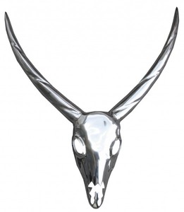 schädel geweih wandgeweih wandschädel aluminium metall silber wanddekoration wand deko dekoration möbel