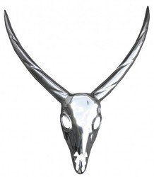 Casa Padrino Designer Antelope Decorative Antlers made of Polished Aluminium Silver H 75 cm, W 67 cm Casa Padrino Designer Antelope Decorative Antlers made of Polished Aluminium Silver H 75 cm, W 67 cm