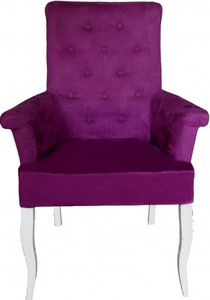 Casa Padrino sedia viola / bianco con il bracciolo - arredi barocchi