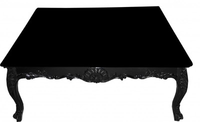 Casa Padrino Barock Couchtisch quadratisch Schwarz, 119 x 119 x 48 cm, handgefertigtes Antik Stil Replikat