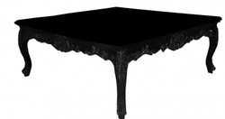 Casa Padrino Mesa de centro barroca cuadrada negra, 119 x 119 x 48 cm, réplica artesanal estilo antiguo