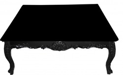 Casa Padrino Mesa de centro barroca cuadrada negra, 119 x 119 x 48 cm, réplica artesanal estilo antiguo