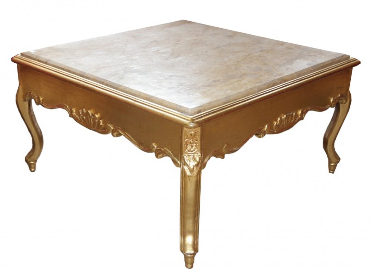 Casa Padrino Baroque gold coffee table with marble top 80 x 80 cm antique style Casa Padrino Baroque gold coffee table with marble top 80 x 80 cm antique style