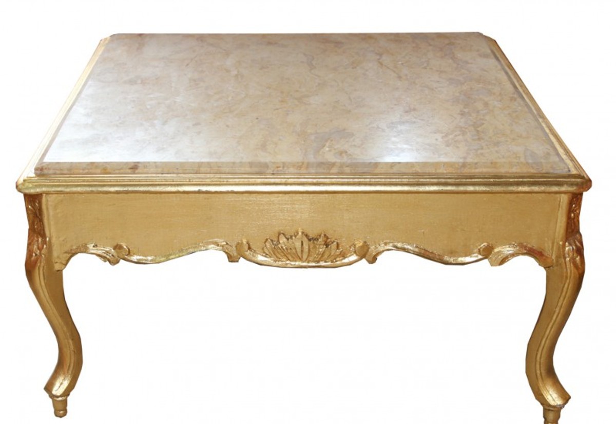 Casa Padrino Baroque gold coffee table with marble top 80 x 80 cm antique style Casa Padrino Baroque gold coffee table with marble top 80 x 80 cm antique style