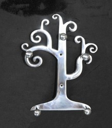 Casa Padrino Designer Colgador de llaves y collares de pared de aluminio, Plata, Altura 29 cm, Anchura 24 cm