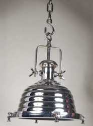 Casa Padrino Industrial Hängeleuchte Silber Vernickelt, 40 x 40 x 53 cm, Luxus Industrie Design Deckenlampe