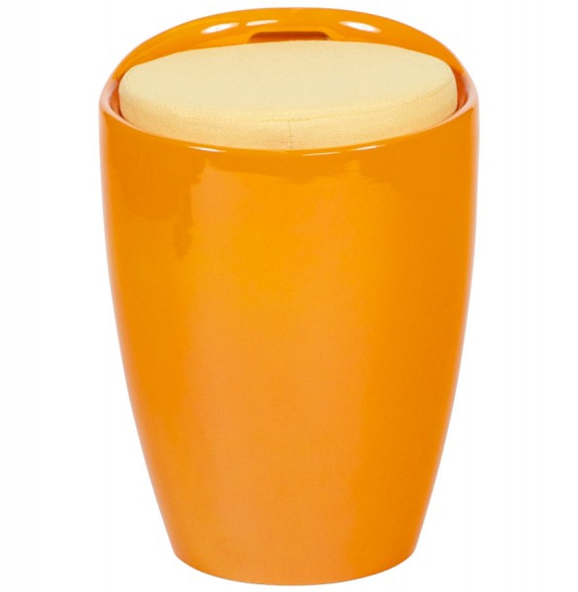 Casa Padrino Designer Hocker Orange mit Sitzpolster und Stauraum unter dem Sitz Casa Padrino Designer Hocker Orange mit Sitzpolster und Stauraum unter dem Sitz