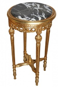 Casa Padrino Mesa auxiliar barroca redonda dorada estilo antiguo 73 x 38 cm - Mueble de lujo artesanal