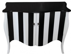 Casa Padrino Cómoda Barroca Estilo Antiguo, Rayas Blanco y Negro, Madera Maciza, 120 x 60 x 87 cm Casa Padrino Cómoda Barroca Estilo Antiguo, Rayas Blanco y Negro, Madera Maciza, 120 x 60 x 87 cm