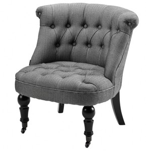 Casa Padrino Luxury Baroque Salon Chair Paris in Herringbone Pattern Black/White - Width 58 cm x Depth 53 cm x Height 71 cm