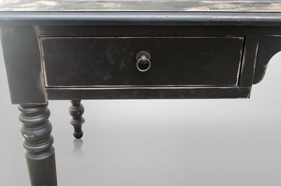 Casa Padrino Luxus Antik Stil Sekretär Schreibtisch Massivholz England Vintage Wood Distressed Matt Black 180 x 75 x 103 cm