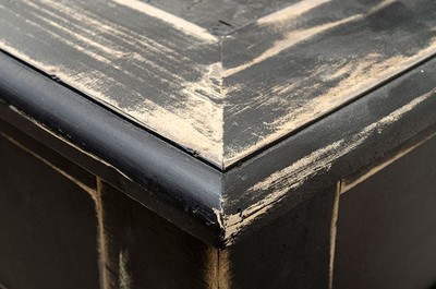 Casa Padrino Luxus Antik Stil Sekretär Schreibtisch Massivholz England Vintage Wood Distressed Matt Black 180 x 75 x 103 cm