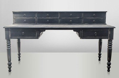 Casa Padrino Escritorio Secretario de Lujo Estilo Antiguo Madera Maciza Inglaterra Vintage Distressed Negro Mate 180 x 75 x 103 cm Casa Padrino Escritorio Secretario de Lujo Estilo Antiguo Madera Maciza Inglaterra Vintage Distressed Negro Mate 180 x 75 x 103 cm