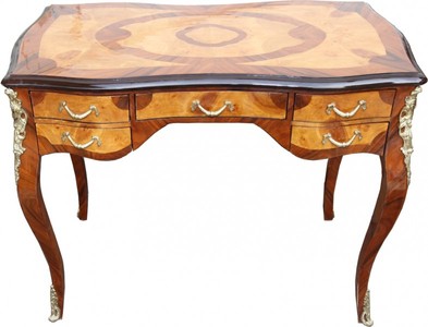 Casa Padrino Escritorio Barroco de Lujo en Chapa de Raíz de Caoba - Elegante Secretario con 5 Cajones - 100 x 58 x 80 cm Casa Padrino Escritorio Barroco de Lujo en Chapa de Raíz de Caoba - Elegante Secretario con 5 Cajones - 100 x 58 x 80 cm