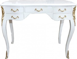 Casa Padrino Escritorio Barroco en Blanco Alto Brillo y Oro 100 x 58 x 80 cm - Secretario de Lujo de Madera Maciza Casa Padrino Escritorio Barroco en Blanco Alto Brillo y Oro 100 x 58 x 80 cm - Secretario de Lujo de Madera Maciza