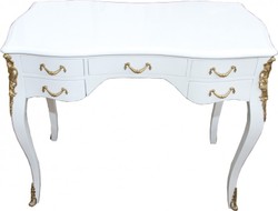 Casa Padrino Escritorio Barroco en Blanco Alto Brillo y Oro 100 x 58 x 80 cm - Secretario de Lujo de Madera Maciza Casa Padrino Escritorio Barroco en Blanco Alto Brillo y Oro 100 x 58 x 80 cm - Secretario de Lujo de Madera Maciza