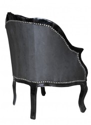 Casa Padrino Baroque Ladies Salon Armchair Black/Black Faux Leather - Antique Style - 80 x 63 x 53 cm Casa Padrino Baroque Ladies Salon Armchair Black/Black Faux Leather - Antique Style - 80 x 63 x 53 cm