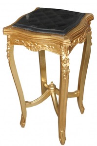 Casa Padrino Mesa auxiliar barroca, consola de lujo con tapa de mármol negro, oro, 70 x 37 x 37 cm