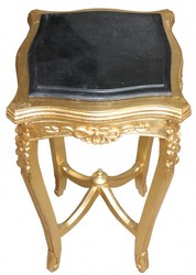 Casa Padrino Tavolino barocco, console di lusso con piano in marmo nero, oro, 70 x 37 x 37 cm