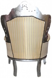 Casa Padrino Barock Sessel King im Antik Stil, Gold mit Beige Streifen, Höhe 116 cm Casa Padrino Barock Sessel King im Antik Stil, Gold mit Beige Streifen, Höhe 116 cm