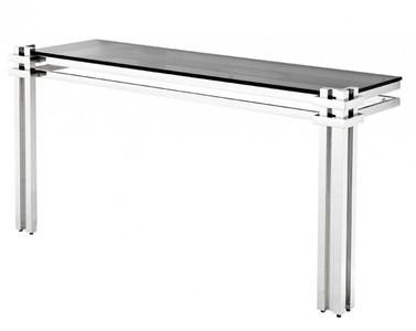 Casa Padrino Luxury Console Table Stainless Steel / Tinted Glass - Console - Hallway Table - Wall Console - 160 x 45 x H. 76 cm Casa Padrino Luxury Console Table Stainless Steel / Tinted Glass - Console - Hallway Table - Wall Console - 160 x 45 x H. 76 cm