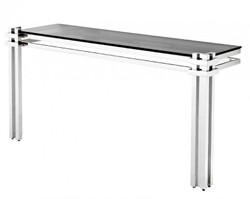 Casa Padrino Console de luxe Acier inoxydable / Verre teinté - Table console - Meuble d'entrée - Console murale - 160 x 45 x H. 76 cm Casa Padrino Console de luxe Acier inoxydable / Verre teinté - Table console - Meuble d'entrée - Console murale - 160 x 45 x H. 76 cm