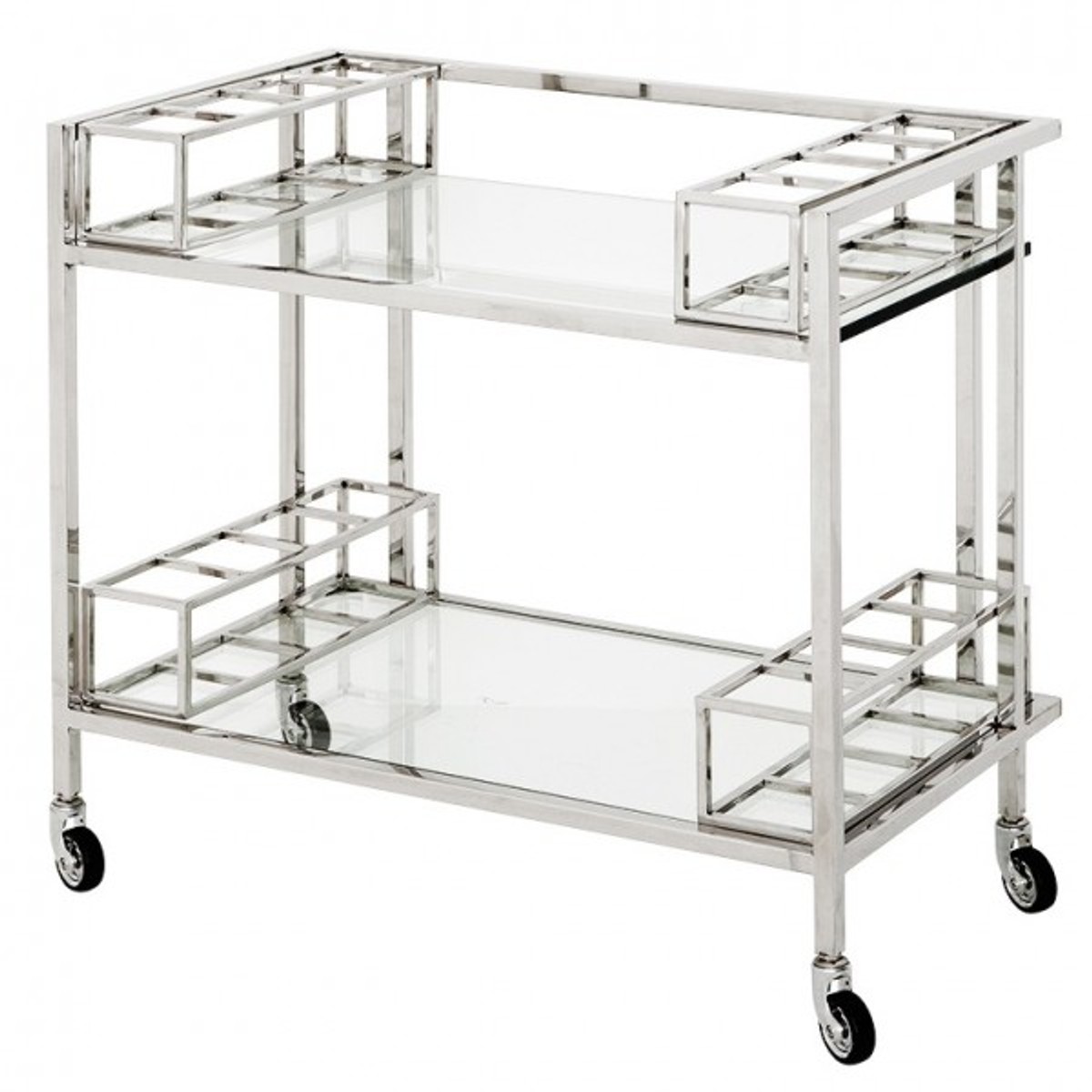 Casa Padrino Luxury Bar Trolley Trolley made of stainless steel and glass 80 x 48 x H. 77 cm - Luxury Hotel & Restaurant Furniture Casa Padrino Luxury Bar Trolley Trolley made of stainless steel and glass 80 x 48 x H. 77 cm - Luxury Hotel & Restaurant Furniture