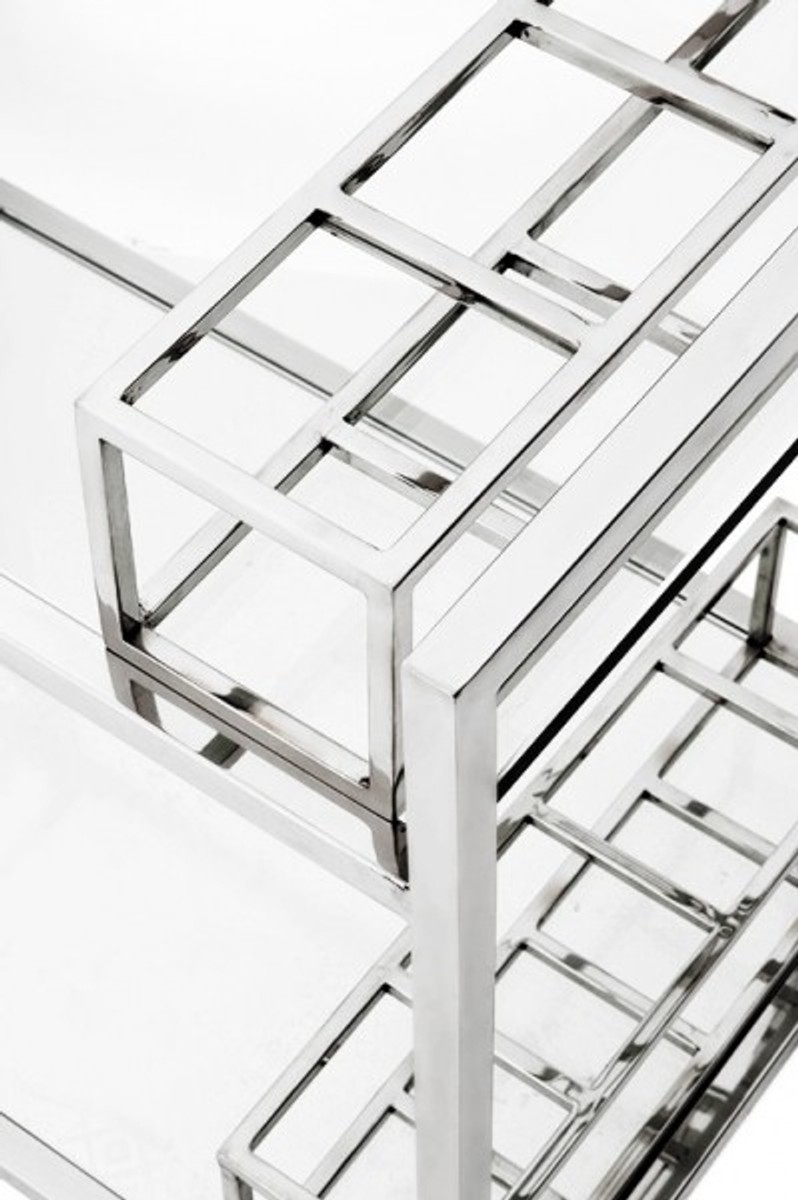 Casa Padrino Luxury Bar Trolley Trolley made of stainless steel and glass 80 x 48 x H. 77 cm - Luxury Hotel & Restaurant Furniture Casa Padrino Luxury Bar Trolley Trolley made of stainless steel and glass 80 x 48 x H. 77 cm - Luxury Hotel & Restaurant Furniture