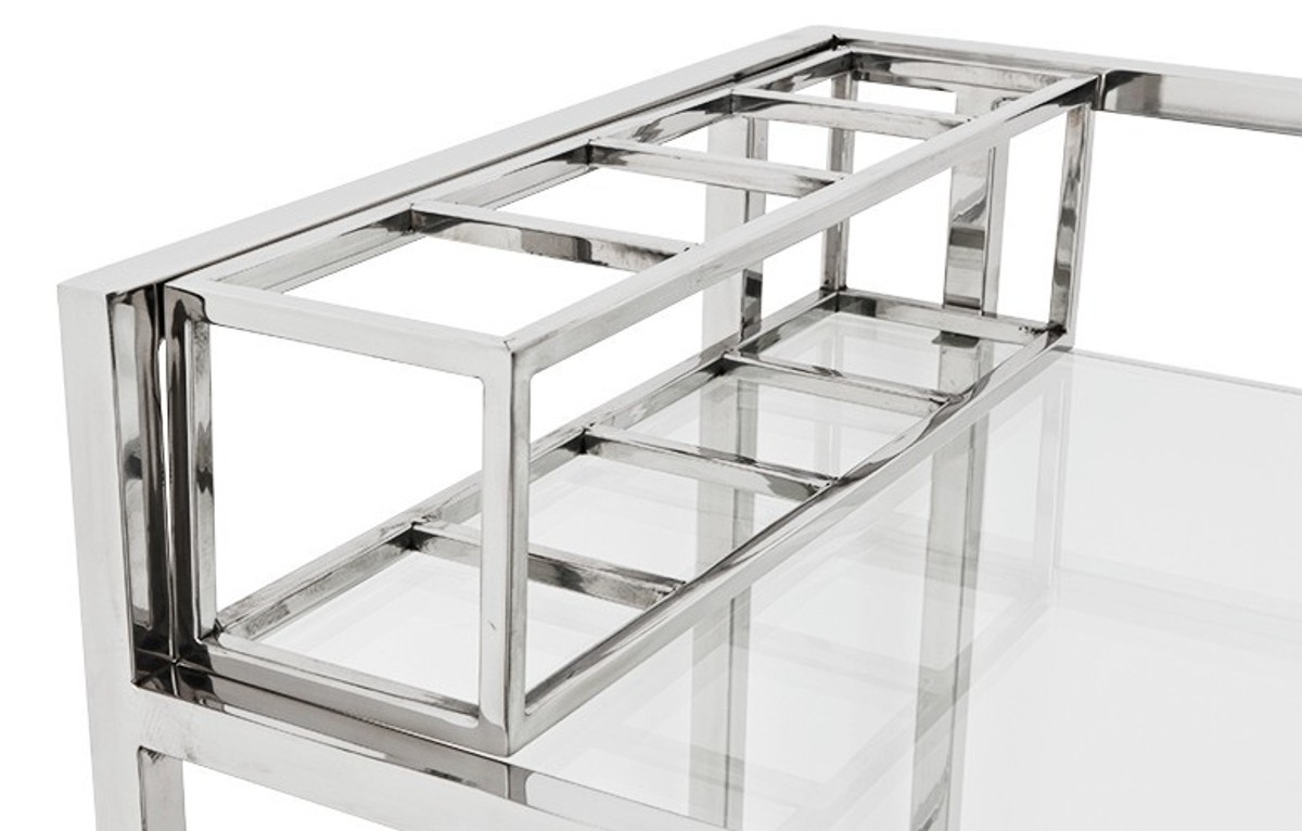 Casa Padrino Luxury Bar Trolley Trolley made of stainless steel and glass 80 x 48 x H. 77 cm - Luxury Hotel & Restaurant Furniture Casa Padrino Luxury Bar Trolley Trolley made of stainless steel and glass 80 x 48 x H. 77 cm - Luxury Hotel & Restaurant Furniture