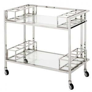 Casa Padrino Luxury Bar Trolley Serving Cart Made of Stainless Steel and Glass 80 x 48 x H. 77 cm - Chrome Casa Padrino Luxury Bar Trolley Serving Cart Made of Stainless Steel and Glass 80 x 48 x H. 77 cm - Chrome