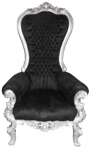 Casa Padrino Baroque Throne Chair Majestic Black / Silver - Giant Throne - Height 167 cm