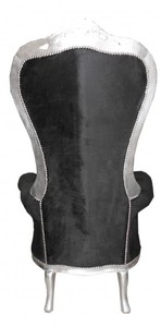 Casa Padrino Barock Thron Sessel Majestic Schwarz / Silber - Riesensessel aus Massivholz - Höhe 167 cm