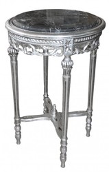 Casa Padrino Table d'appoint baroque ronde argent gris plateau en marbre 72 x 49 cm style antique Casa Padrino Table d'appoint baroque ronde argent gris plateau en marbre 72 x 49 cm style antique