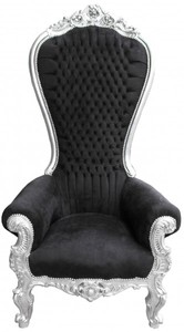 Casa Padrino Baroque Throne Chair Majestic Mod2 Black/Silver, 190 cm Height - Solid Wood Luxury Throne