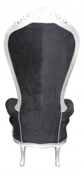 Casa Padrino Baroque Throne Chair Majestic Mod2 Black/Silver, 190 cm Height - Solid Wood Luxury Throne Casa Padrino Baroque Throne Chair Majestic Mod2 Black/Silver, 190 cm Height - Solid Wood Luxury Throne