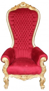 Casa Padrino Baroque Throne Armchair Majestic Mod2 Bordeaux Red/Gold - Giant Chair, 190 cm