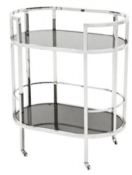 Bar Trolley Silber Schwarz Vernickelt Eichholtz Nickel Plated Luxus Luxury Hotel Furniture Möbel 