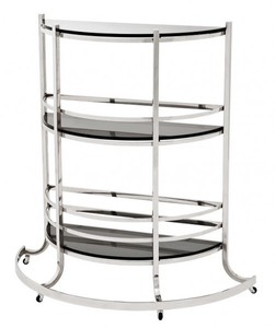 Casa Padrino Luxury Bar Trolley Serving Cart in Stainless Steel and Glass Chrome 95 x 42.5 x H. 100 cm Casa Padrino Luxury Bar Trolley Serving Cart in Stainless Steel and Glass Chrome 95 x 42.5 x H. 100 cm