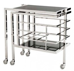 Casa Padrino Carrello Bar di Lusso in Acciaio Inox e Vetro Cromo 77 x 42 x H. 77 cm Casa Padrino Carrello Bar di Lusso in Acciaio Inox e Vetro Cromo 77 x 42 x H. 77 cm