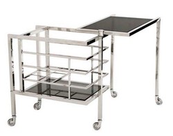 Casa Padrino Carrello Bar di Lusso in Acciaio Inox e Vetro Cromo 77 x 42 x H. 77 cm Casa Padrino Carrello Bar di Lusso in Acciaio Inox e Vetro Cromo 77 x 42 x H. 77 cm