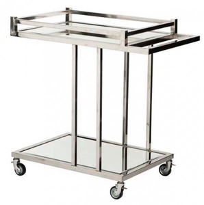 Casa Padrino Carrello Bar di Lusso in Acciaio Inox e Vetro Cromato 78 x 46 x H. 79 cm Casa Padrino Carrello Bar di Lusso in Acciaio Inox e Vetro Cromato 78 x 46 x H. 79 cm