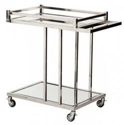 Casa Padrino Carrello Bar di Lusso in Acciaio Inox e Vetro Cromato 78 x 46 x H. 79 cm