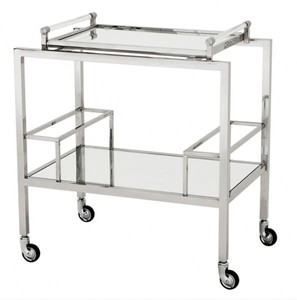 Casa Padrino Luxury Bar Trolley Serving Cart in Stainless Steel and Glass Chrome 72 x 47 x H. 72 cm Casa Padrino Luxury Bar Trolley Serving Cart in Stainless Steel and Glass Chrome 72 x 47 x H. 72 cm