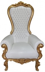 Casa Padrino Majestic Arm Chair White Gold Baroque Barock Sessel Weiß Gold Casa Padrino Majestic Arm Chair White Gold Baroque Barock Sessel Weiß Gold