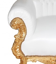 Casa Padrino Majestic Arm Chair White Gold Baroque Barock Sessel Weiß Gold Casa Padrino Majestic Arm Chair White Gold Baroque Barock Sessel Weiß Gold