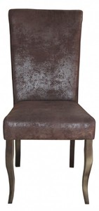 Casa Padrino Esszimmer Stuhl Braun/Braun Veloursleder ohne Armlehnen - Barock Möbel Casa Padrino Esszimmer Stuhl Braun/Braun Veloursleder ohne Armlehnen - Barock Möbel