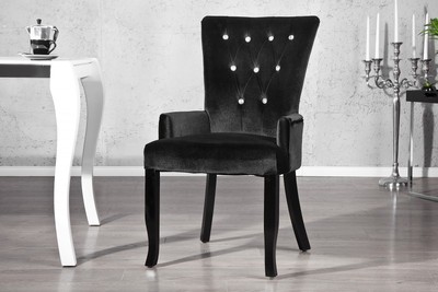 Casa Padrino di lusso sedia con braccioli e strass, nero Mod2 - Mobili in stile barocco