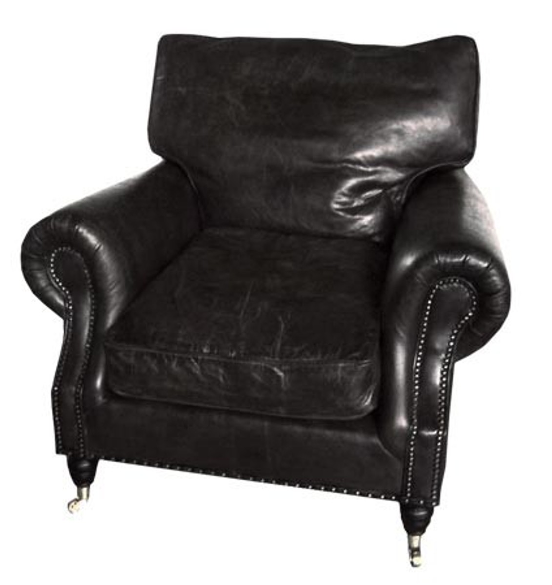 Casa Padrino luxury leather armchair Vintage Black - leather armchairs Art Deco Lounge Casa Padrino luxury leather armchair Vintage Black - leather armchairs Art Deco Lounge