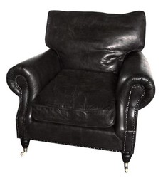 Casa Padrino Poltrona di lusso in vera pelle Vintage Art Deco Nero 106 x 105 x 93 cm Casa Padrino Poltrona di lusso in vera pelle Vintage Art Deco Nero 106 x 105 x 93 cm