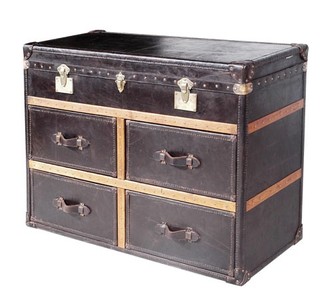 Casa Padrino Cómoda / Baúl Art Déco de Lujo en Piel Genuina Negro, L 123 x A 52 x H 83 cm, Diseño Vintage Casa Padrino Cómoda / Baúl Art Déco de Lujo en Piel Genuina Negro, L 123 x A 52 x H 83 cm, Diseño Vintage